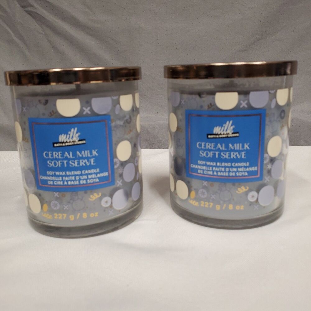 Bath & Body Works Cereal Milk Soft Serve 8oz Single Wick Candles X2